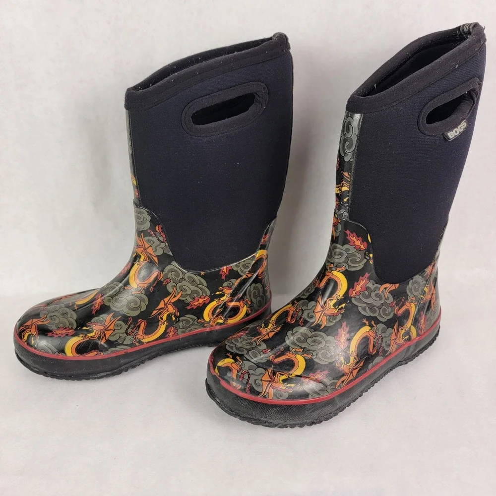 Bogs Kids Classic High Dragon Rain Boots Waterproof Neoprene‎ Outdoor